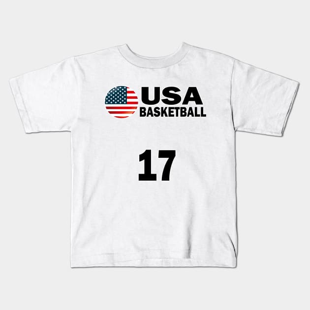 USA Basketball Number 17 T-shirt Design Kids T-Shirt by werdanepo